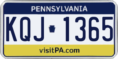 PA license plate KQJ1365