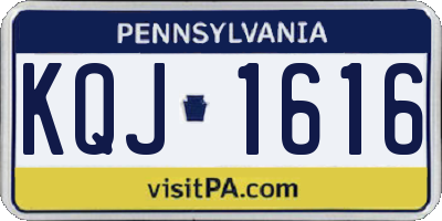 PA license plate KQJ1616