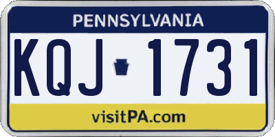 PA license plate KQJ1731