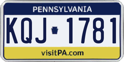 PA license plate KQJ1781