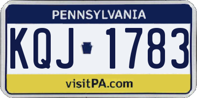 PA license plate KQJ1783