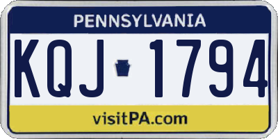 PA license plate KQJ1794