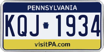 PA license plate KQJ1934