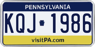 PA license plate KQJ1986