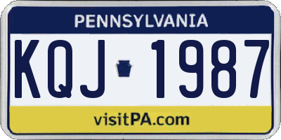 PA license plate KQJ1987
