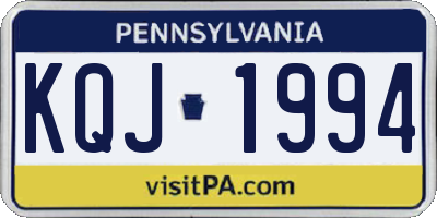 PA license plate KQJ1994