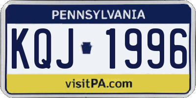 PA license plate KQJ1996