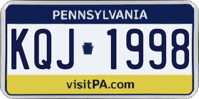 PA license plate KQJ1998