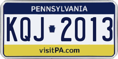PA license plate KQJ2013