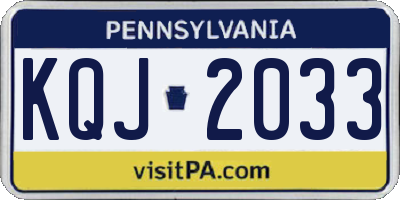 PA license plate KQJ2033