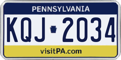 PA license plate KQJ2034