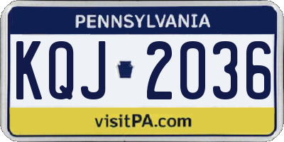 PA license plate KQJ2036