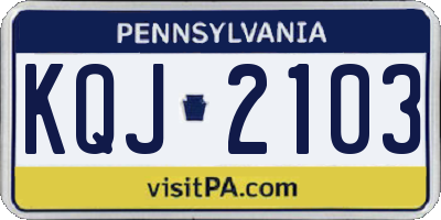 PA license plate KQJ2103