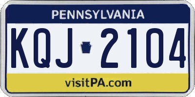 PA license plate KQJ2104