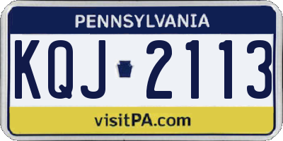 PA license plate KQJ2113