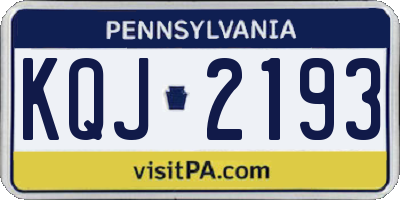 PA license plate KQJ2193