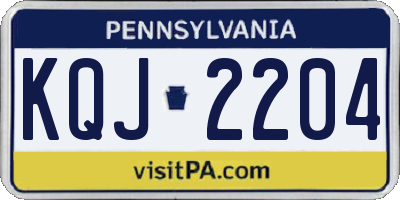PA license plate KQJ2204