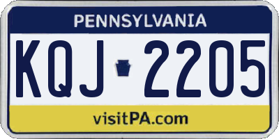 PA license plate KQJ2205