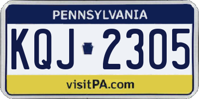 PA license plate KQJ2305