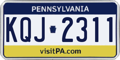 PA license plate KQJ2311
