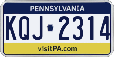 PA license plate KQJ2314