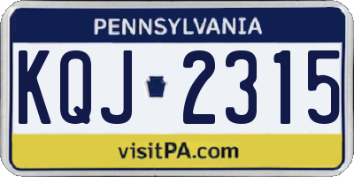 PA license plate KQJ2315