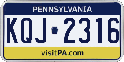 PA license plate KQJ2316