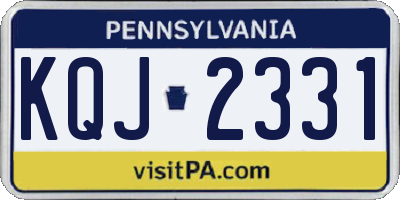 PA license plate KQJ2331
