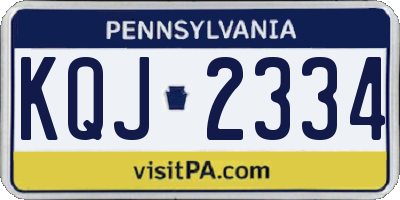 PA license plate KQJ2334