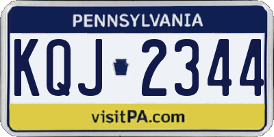 PA license plate KQJ2344
