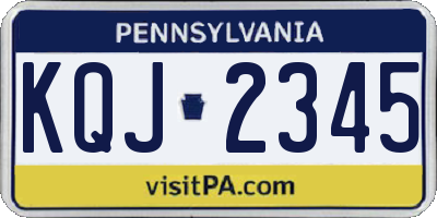 PA license plate KQJ2345