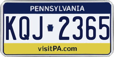 PA license plate KQJ2365