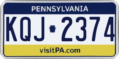 PA license plate KQJ2374