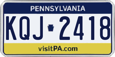 PA license plate KQJ2418