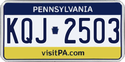 PA license plate KQJ2503