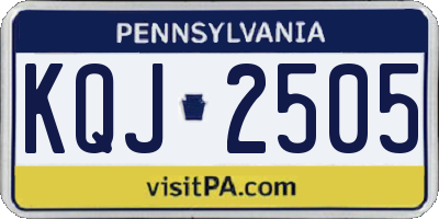 PA license plate KQJ2505