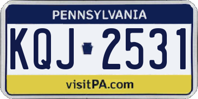 PA license plate KQJ2531
