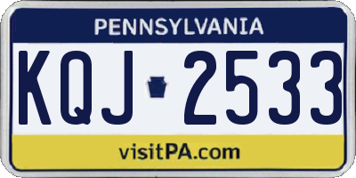 PA license plate KQJ2533