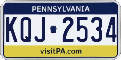 PA license plate KQJ2534