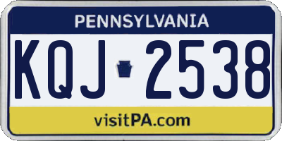 PA license plate KQJ2538