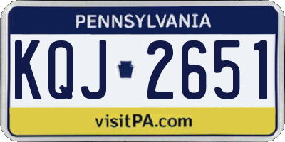 PA license plate KQJ2651