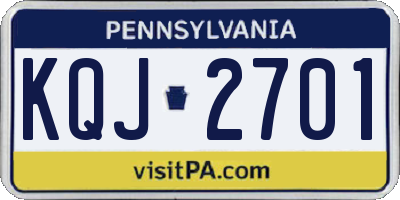 PA license plate KQJ2701