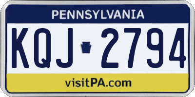 PA license plate KQJ2794