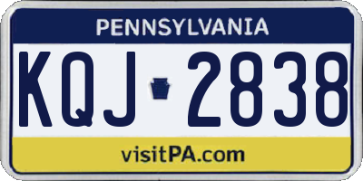 PA license plate KQJ2838