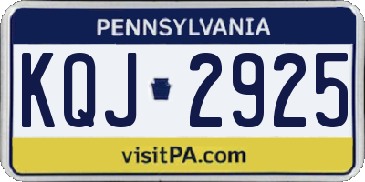 PA license plate KQJ2925