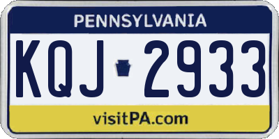 PA license plate KQJ2933
