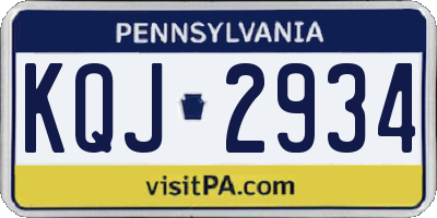 PA license plate KQJ2934