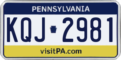 PA license plate KQJ2981