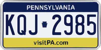PA license plate KQJ2985