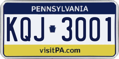 PA license plate KQJ3001